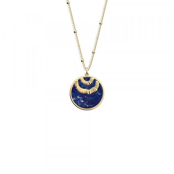 Collier or GEORGETTES pendentif pierre bleue naturelle