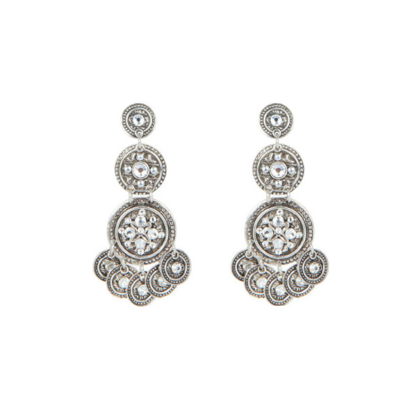 Boucles d'oreilles femme argent strass blancs GAS Bijoux Sequin triple