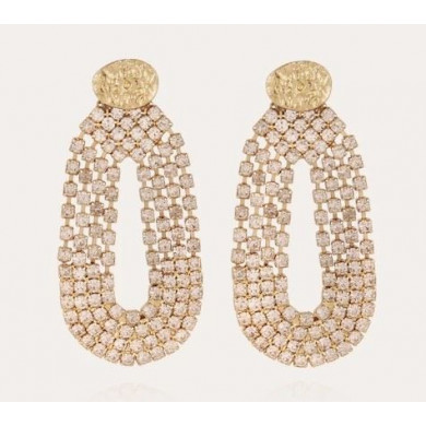 Boucles d’oreilles femme or strass blanc GAS Bijoux Trevise