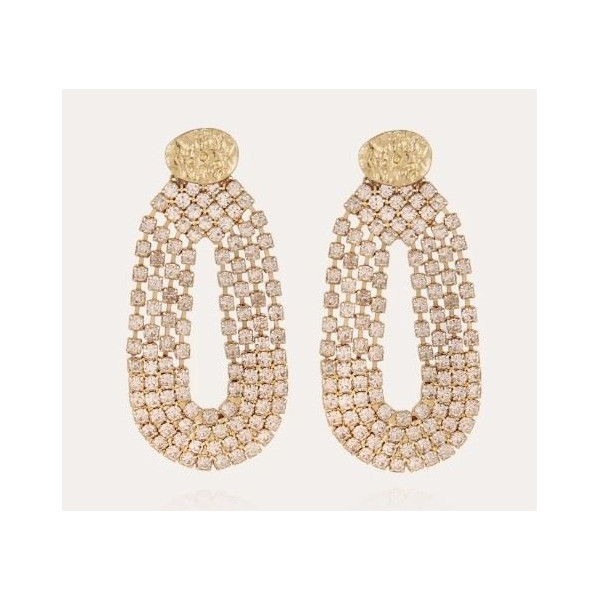 Boucles d’oreilles femme or strass blanc GAS Bijoux Trevise