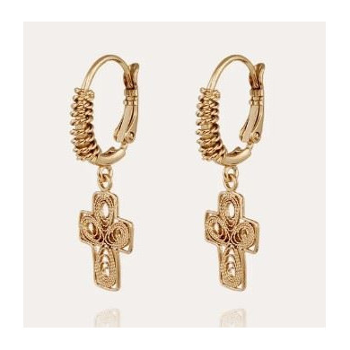 Boucles d’oreilles femme or croix filigranée GAS Bijoux Tao Croix Yuca