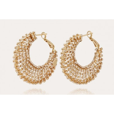 Créoles femme or strass blanc GAS Bijoux Izzia GM