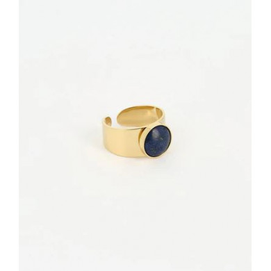 ZAG BIJOUX Bague femme or acier inoxydable et Lapis Lazuli