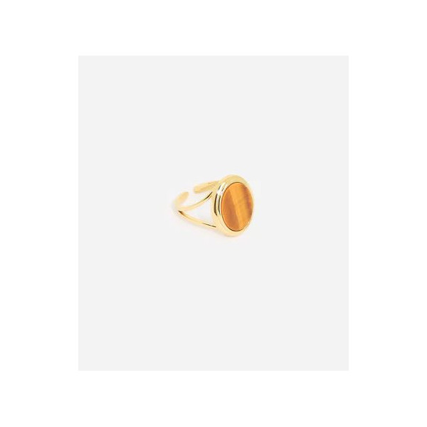 ZAG BIJOUX Bague femme or acier inoxydable pierre oeil de tigre