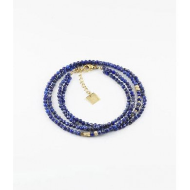 ZAG BIJOUX Bracelet femme or acier inoxydable Lapis Lazuli Favela