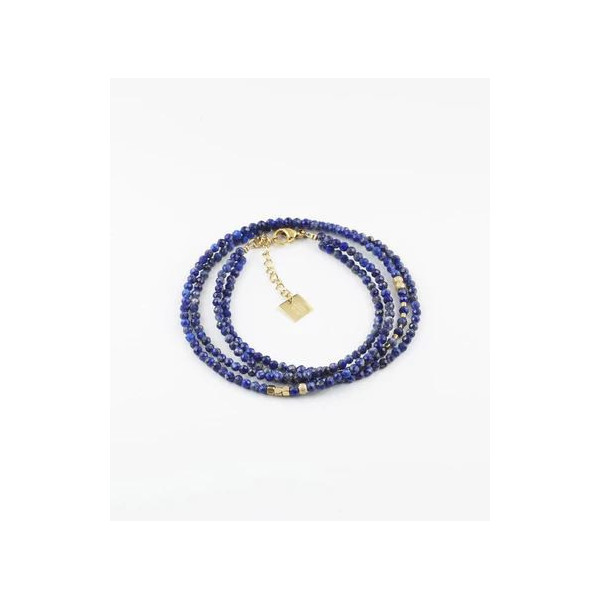 ZAG BIJOUX Bracelet femme or acier inoxydable Lapis Lazuli Favela