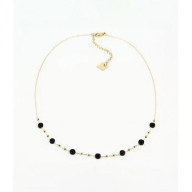 ZAG BIJOUX Collier femme or acier inoxydable onyx noir Zoe