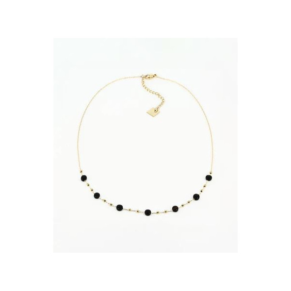 ZAG BIJOUX Collier femme or acier inoxydable onyx noir Zoe