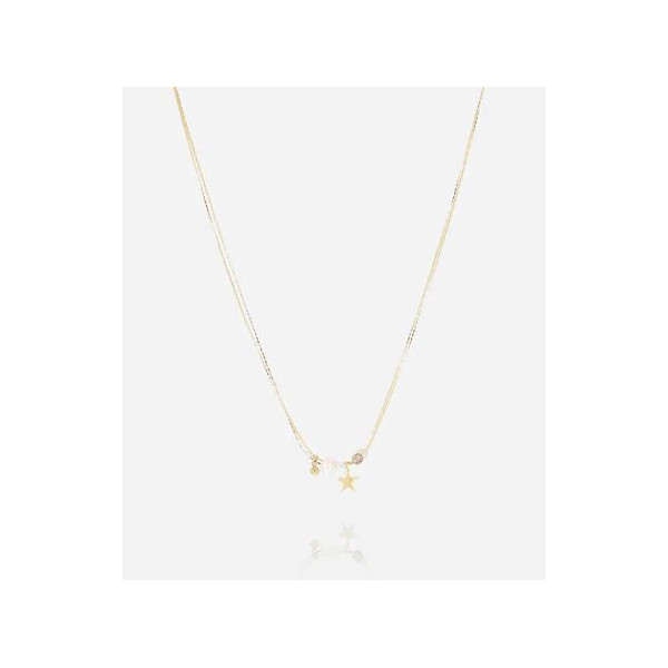 ZAG BIJOUX Collier femme or acier inoxydable étoile Nacre blanche et Quartz fumé Axis