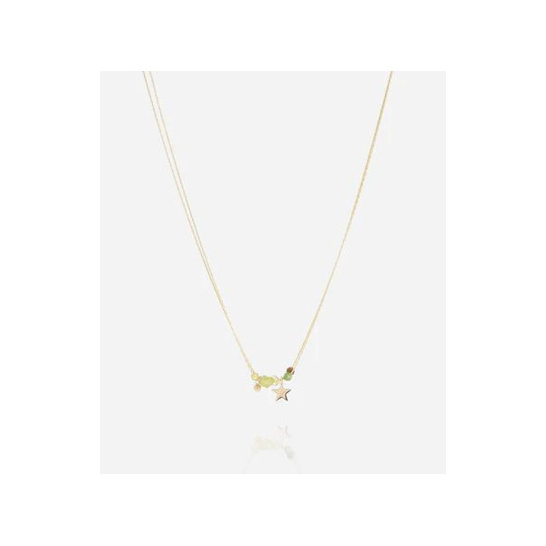 ZAG BIJOUX Collier femme or acier inoxydable étoile Jade Olivine Axis