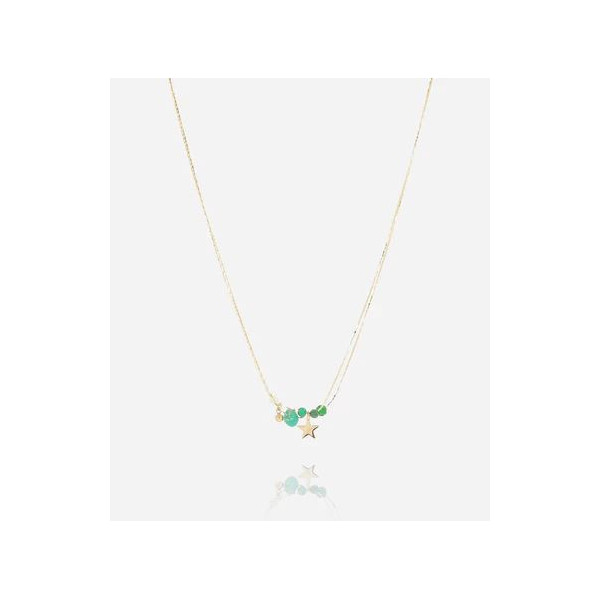 ZAG BIJOUX Collier femme or acier inoxydable étoile pierres verte Axis