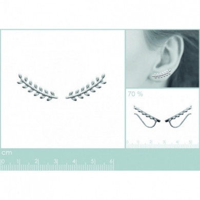 Boucles contours d'oreilles argent femme 'feuille de laurier' Influences