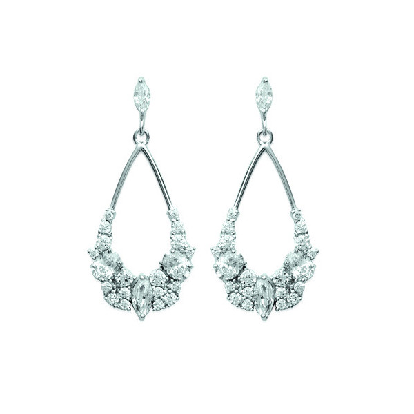 Boucles d'oreilles femme argent goutte oxydes de zirconium Influences