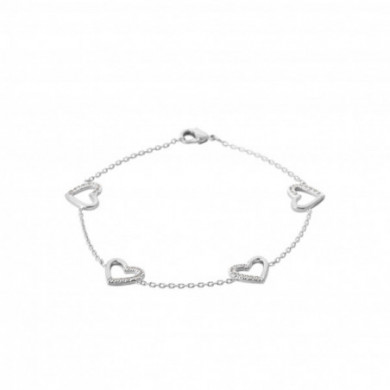 Bracelet argent femme coeur et oxydes de zirconium Influences