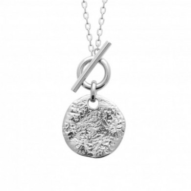 Collier argent femme pendentif rond martelé Influences