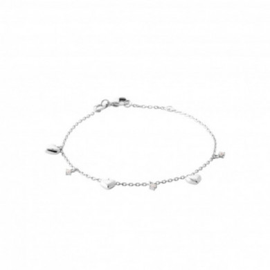 Bracelet argent femme breloque coeur et oxydes de zirconium Influences