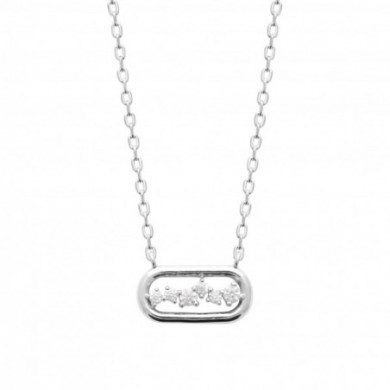 Collier argent femme pendentif rectangulaire et oxydes de zirconium Influences