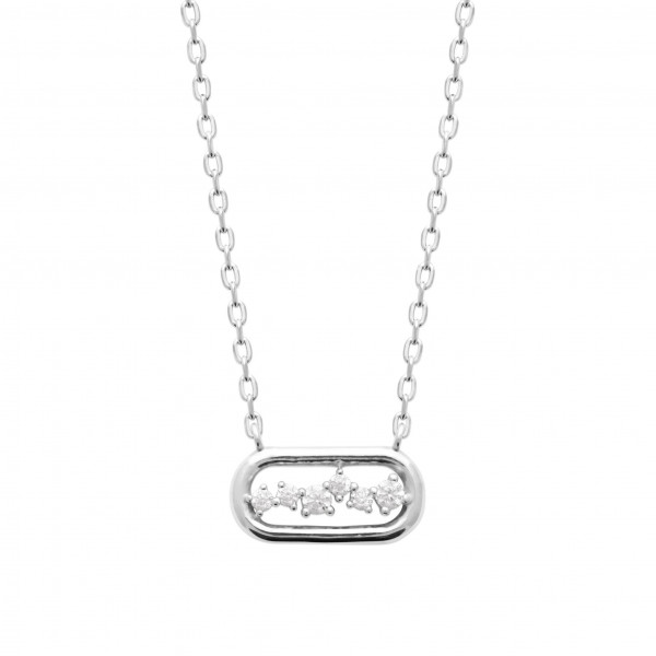 Collier argent femme pendentif rectangulaire et oxydes de zirconium Influences