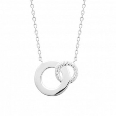 Collier argent femme pendentif double anneaux et oxydes de zirconium Influences