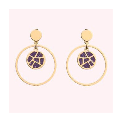 Boucles d'oreilles Femme Or Cadettes Girafe Laque violette