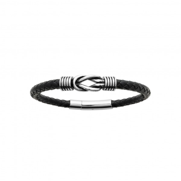 Bracelet homme acier inoxydable motif noeud marin et cuir Influences