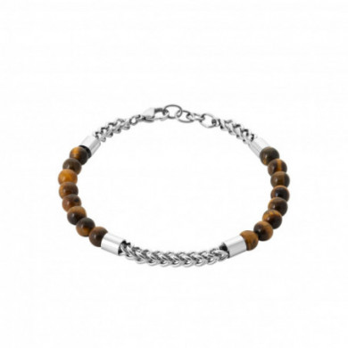 Bracelet homme acier inoxydable et pierres oeil de tigre Influences