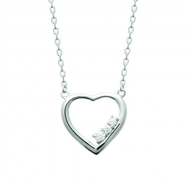 Collier argent femme pendentif coeur et oxydes de zirconium Influences