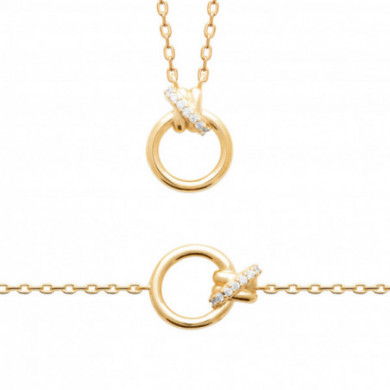 Collier or femme pendentif rond et oxydes de zirconium Influences