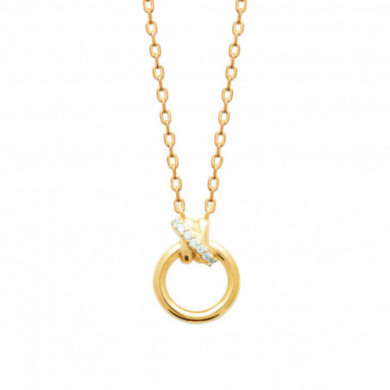 Collier or femme pendentif rond et oxydes de zirconium Influences