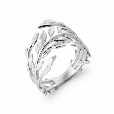 Bague argent femme feuille Influences