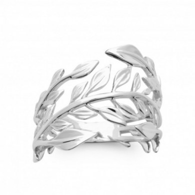 Bague argent femme feuille Influences