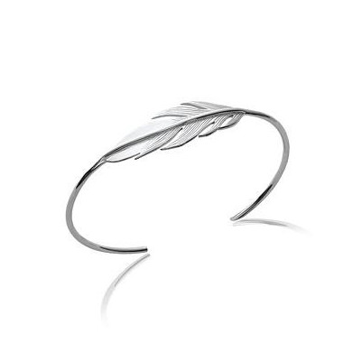 Bracelet argent femme jonc rigide plume Influences