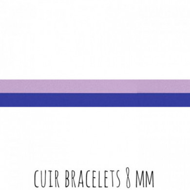 Cuir GEORGETTES bracelets manchettes Lilas pastel Bleu roi 8 mm