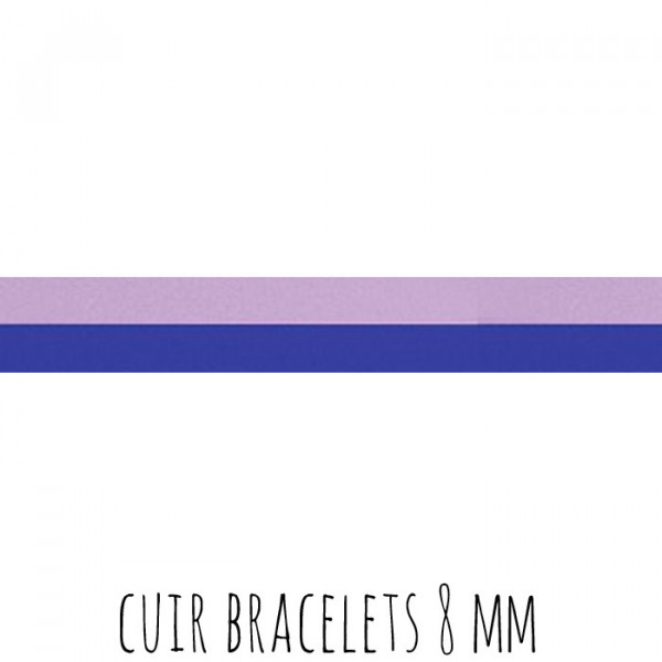 Cuir GEORGETTES bracelets manchettes Lilas pastel Bleu roi 8 mm