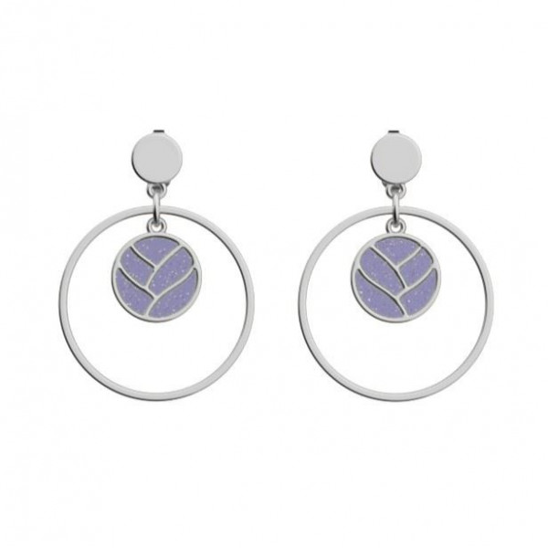 Boucles d'oreilles Femme Argent Cadettes Tresse Laque violet