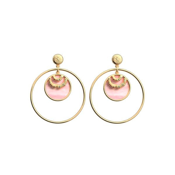 Boucles d'oreilles Femme Or Georgettes Les Intemporels nacre rose