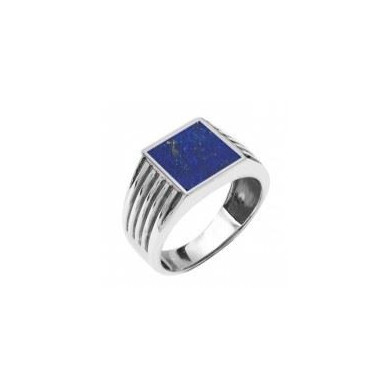 Chevalière homme argent lapis lazuli rectangle