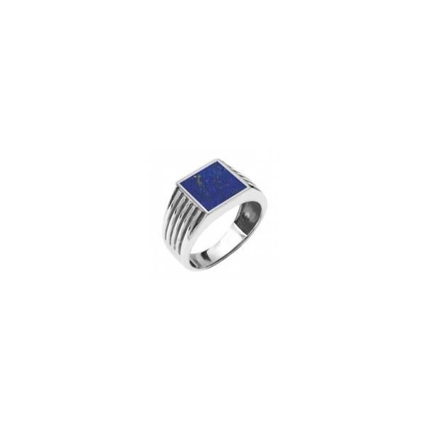 Chevalière homme argent lapis lazuli rectangle