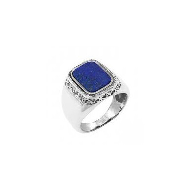 Chevalière homme argent lapis lazuli rectangle celtique