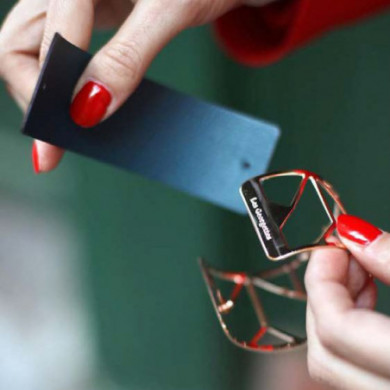 Cuir GEORGETTES pour bracelets manchettes Rouge et Noir pailleté