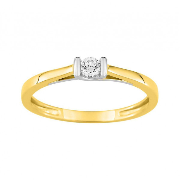 Bague femme Or jaune 9 carat diamant or blanc