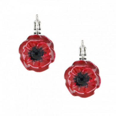 Boucles d'oreilles argent fleur rouge Joli Coquelicot TARATATA