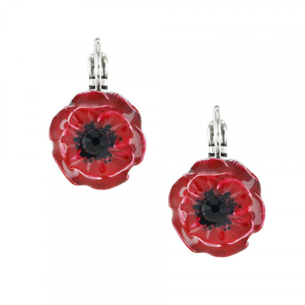 Boucles d'oreilles argent fleur rouge Joli Coquelicot TARATATA