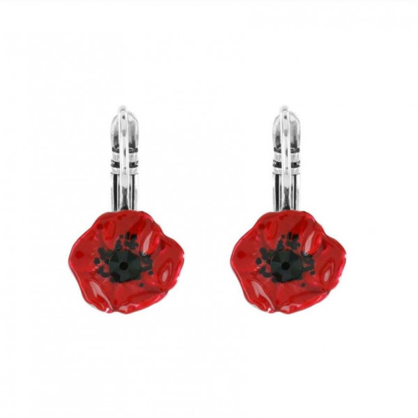 Boucles d'oreilles argent fleur rouge Joli Coquelicot TARATATA