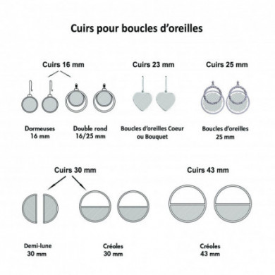 Cuir GEORGETTES boucles d'oreilles Crème et Paillettes dorées