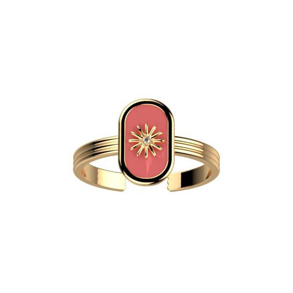 Bague femme, bague or et laque corail Felicidad LES CADETTES