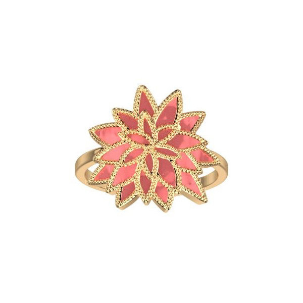 Bague femme, bague or et laque corail Coral LES CADETTES