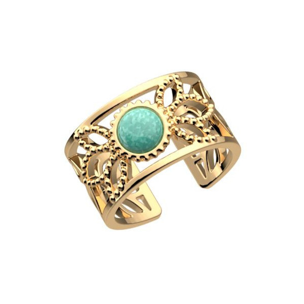 Bague or LES CADETTES Lotus perle bleu vert