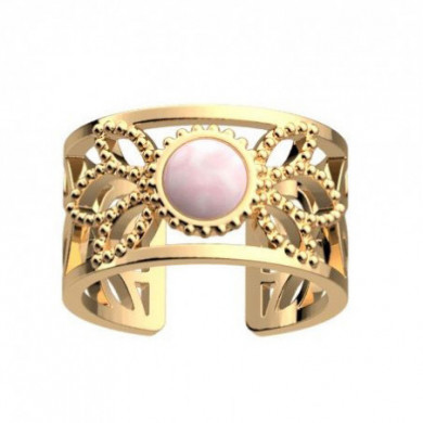 Bague or LES CADETTES Lotus perle quartz rose