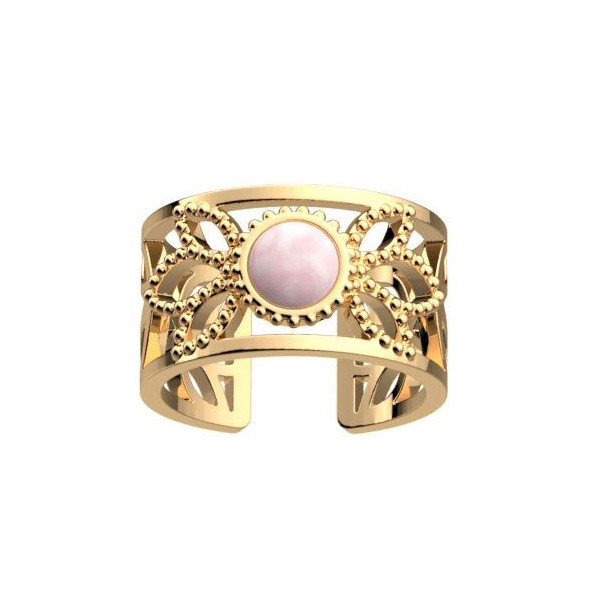 Bague or LES CADETTES Lotus perle quartz rose